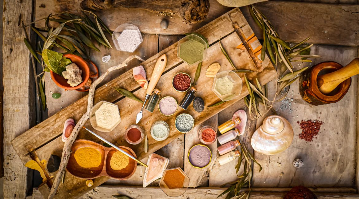 Some Ingredients on a Wooden Tray