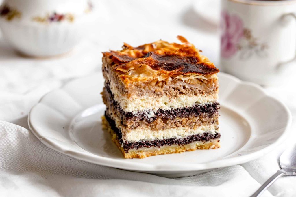Sliced cake in a plate